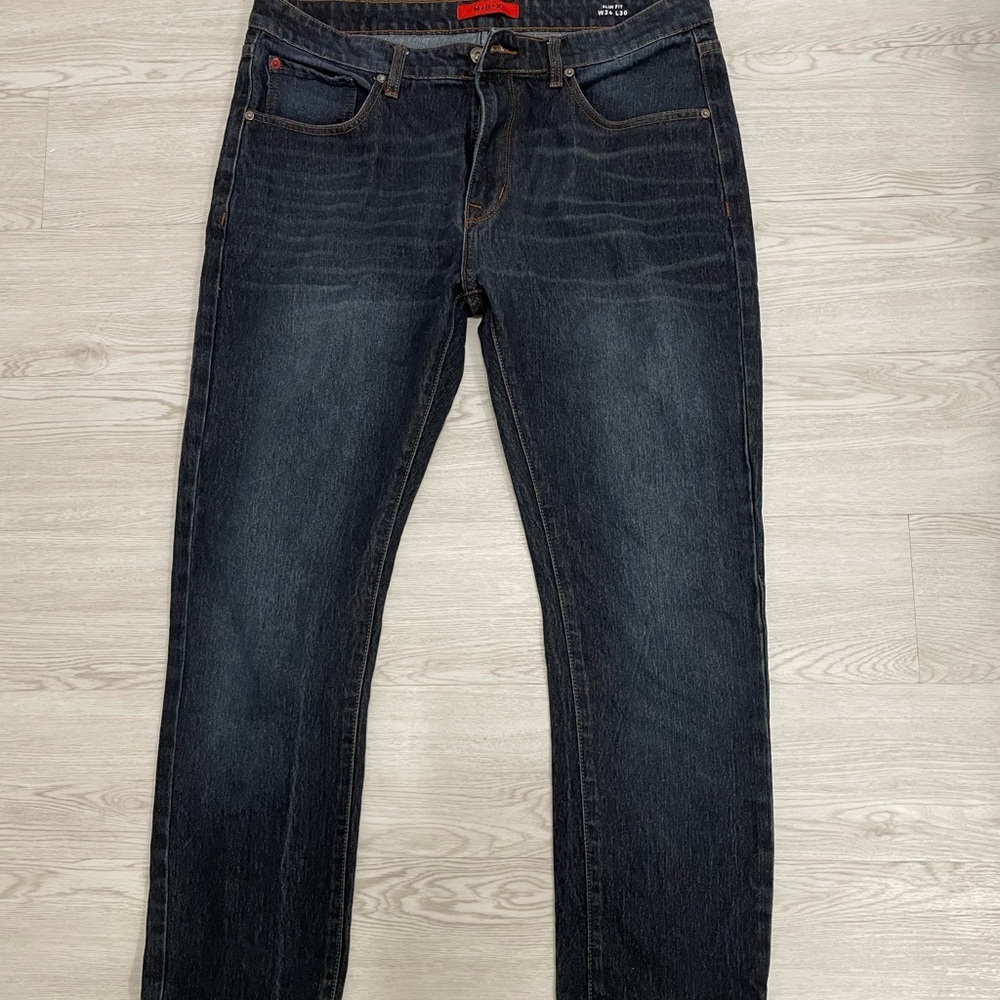 MBX Jeans Men's 36x30 Blue Dark Wash Slim Straight Leg Jeans